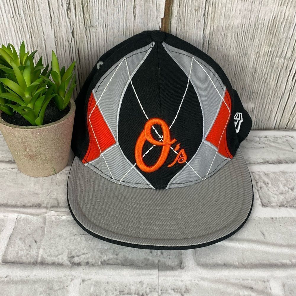 New Era Baltimore Orioles Wool Fitted Argyle Hat Rare Size 7 3/8 59Fifty